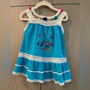 Blue Embroidered Kids Dress